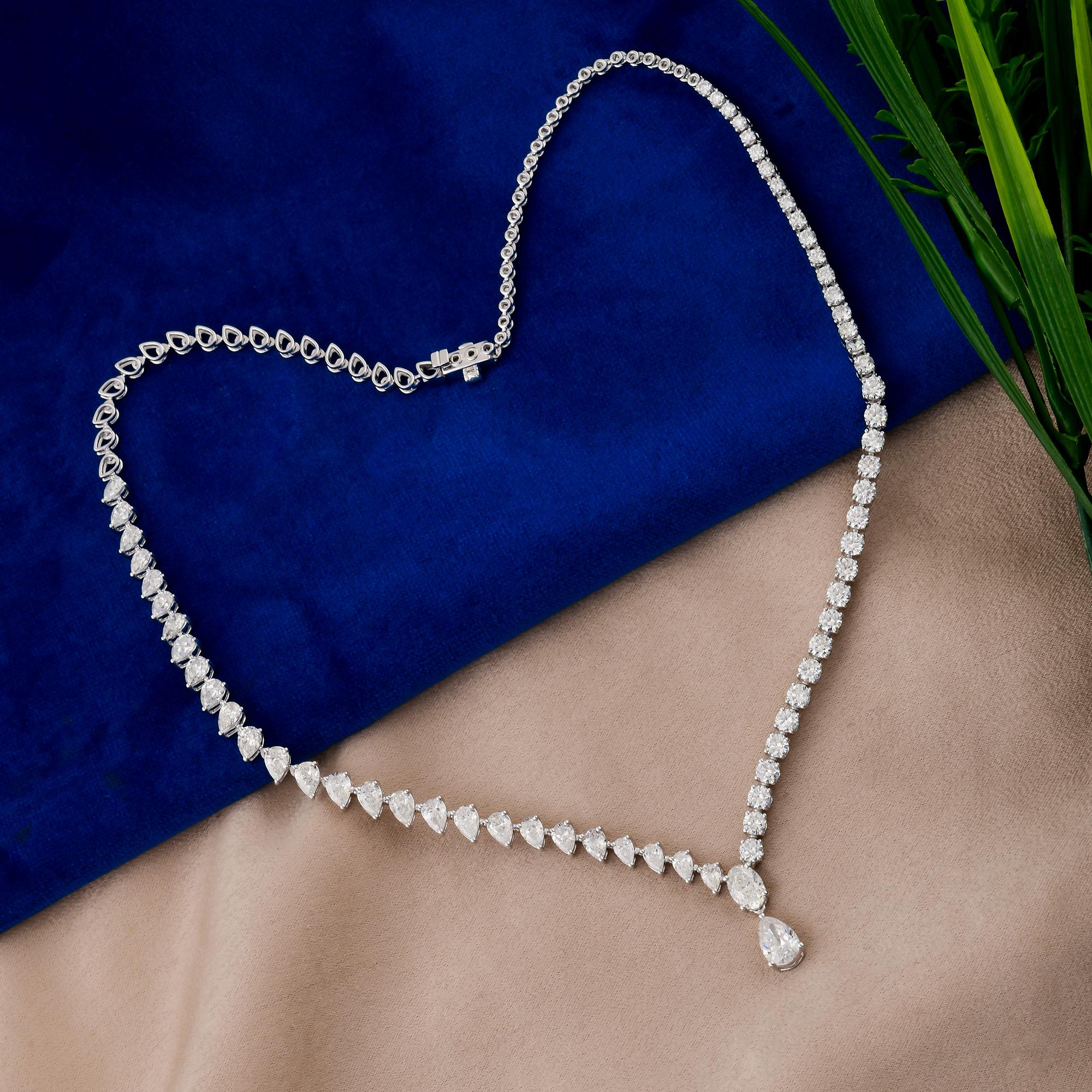 11,21 Karat SI/H Multi Shape Diamond Drop Halskette 14 Karat Weißgold-Schmuck Damen im Angebot