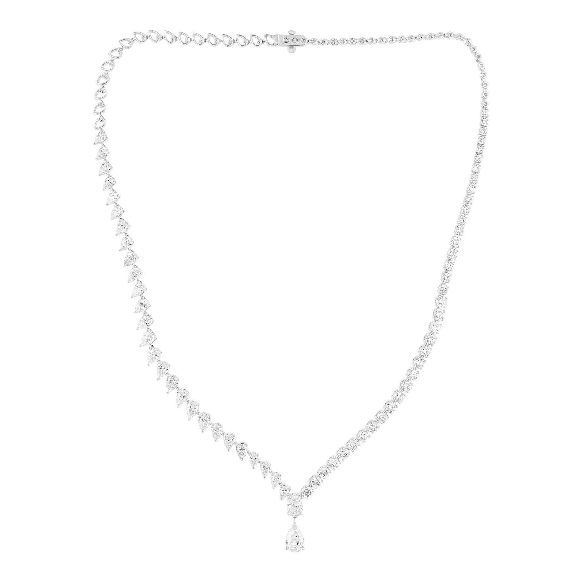 11,21 carati SI/H Collana con diamanti a forma multipla in oro bianco 14 carati Gioielleria