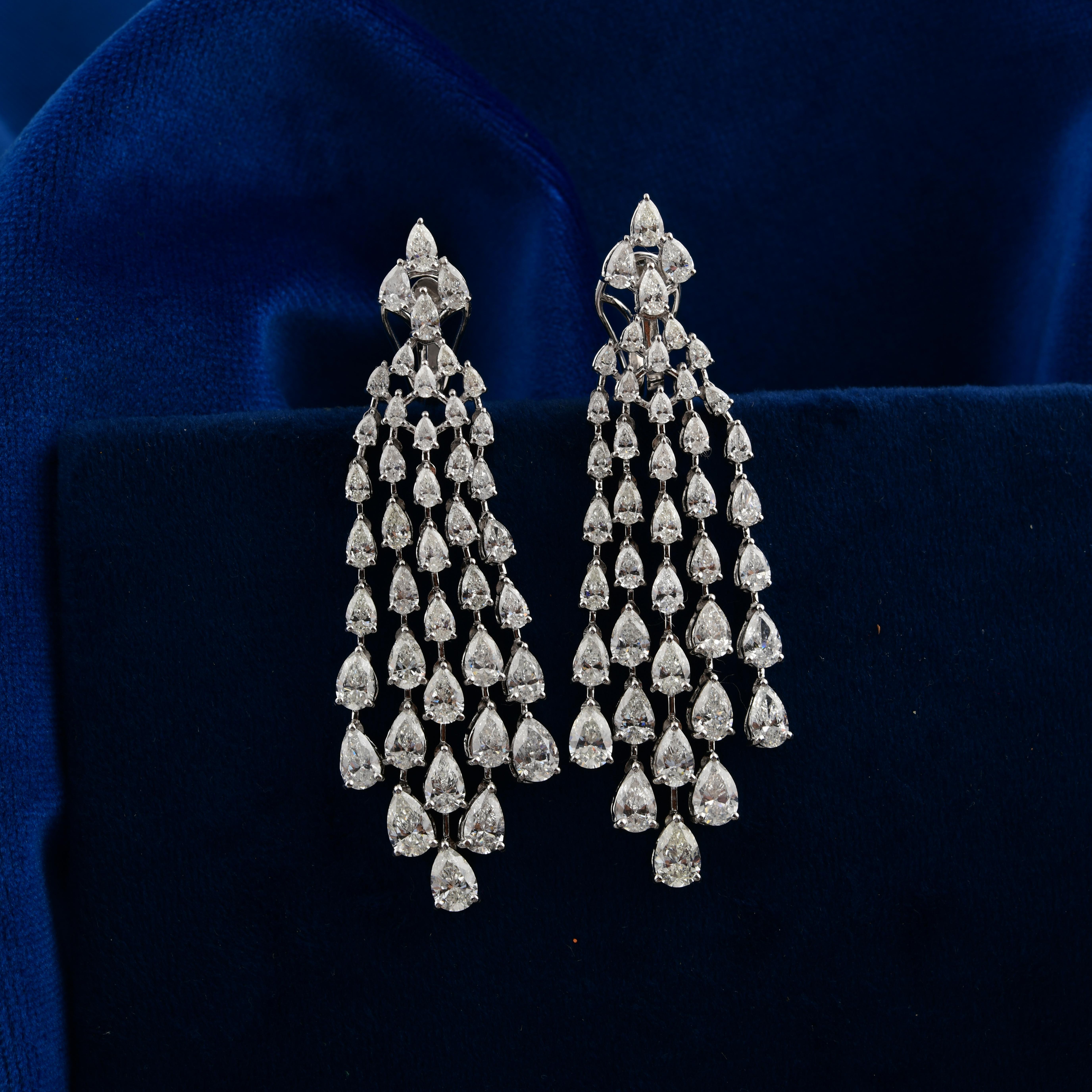 De las mujeres Pendientes araña de diamantes pera SI/H de 11,21 quilates Joyas de oro blanco de 18 quilates en venta
