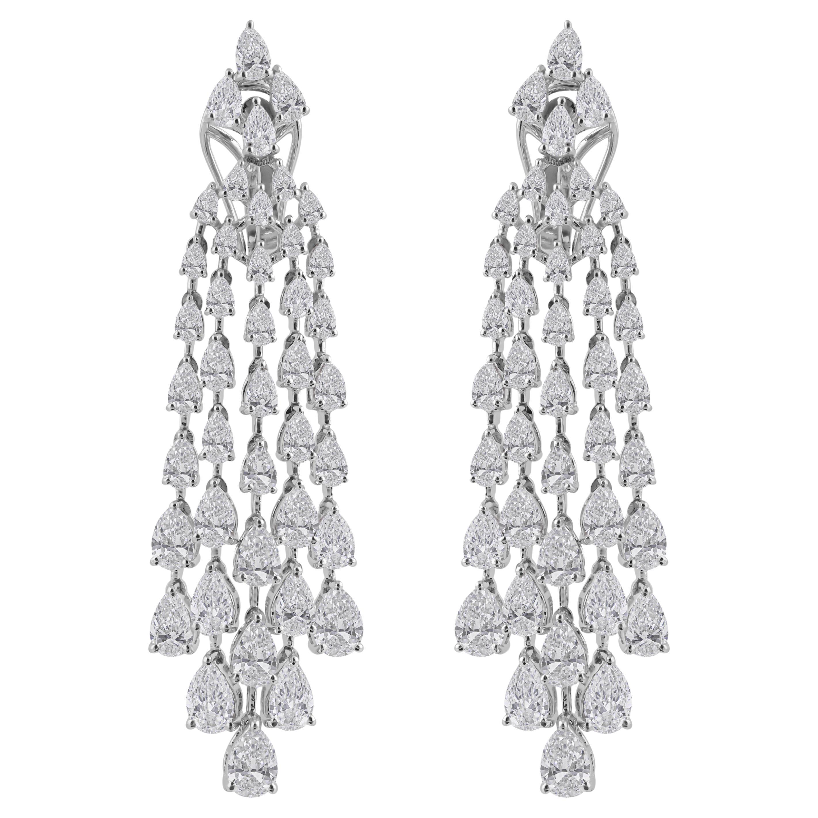 Pendientes araña de diamantes pera SI/H de 11,21 quilates Joyas de oro blanco de 18 quilates en venta