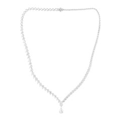 11.21 Ct SI/H Multi Shape Diamond Tennis Drop Necklace 18K White Gold Jewelry