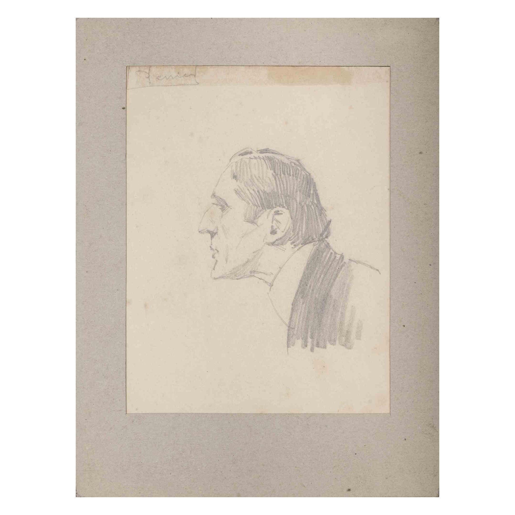 Portrait d'un Homme - Dessin d'origine de C.P. Renouard - Début 1900