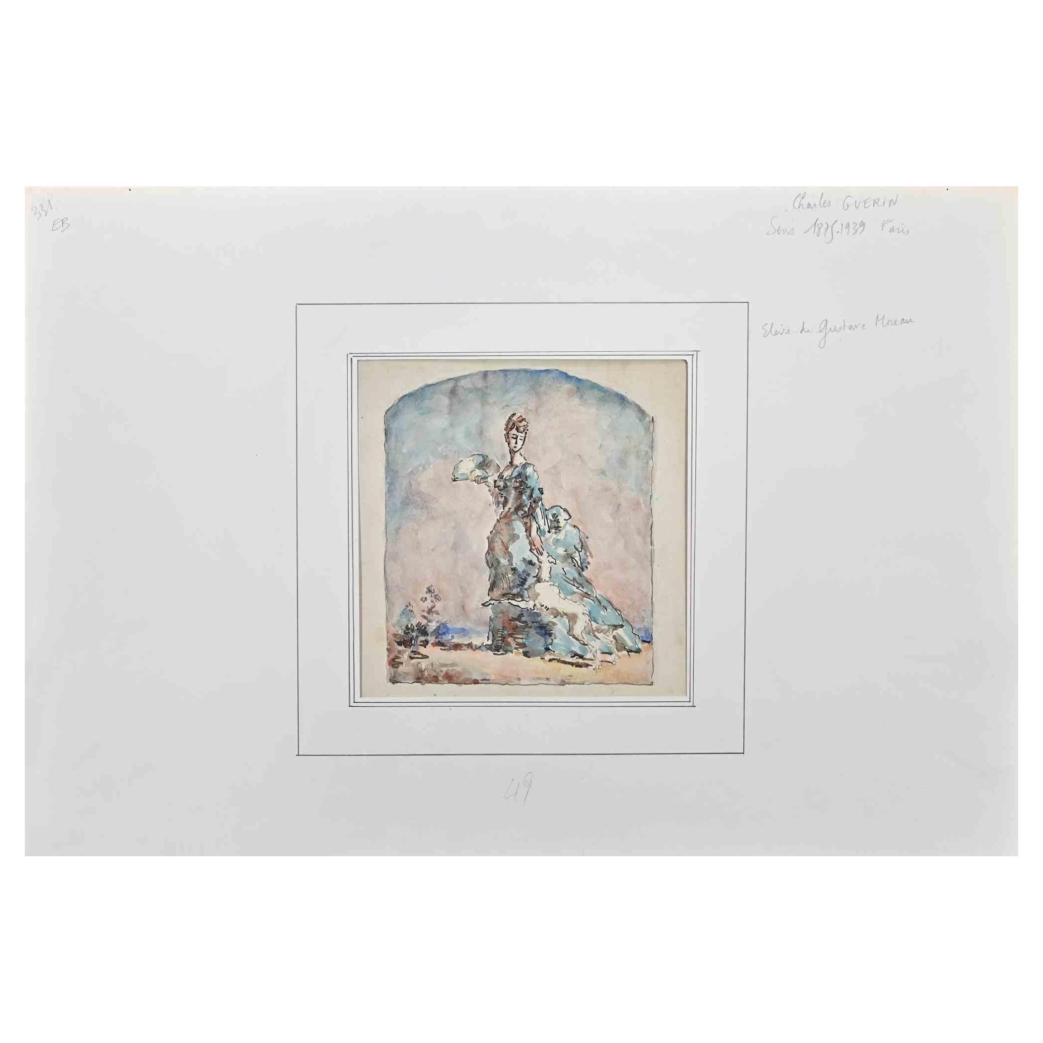 Woman - Original Drawing by Charles Guerin - Early 20th Century