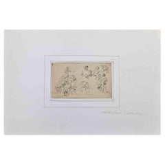Figure - Disegno originale su carta di Charles Jacques - Metà del XIX secolo