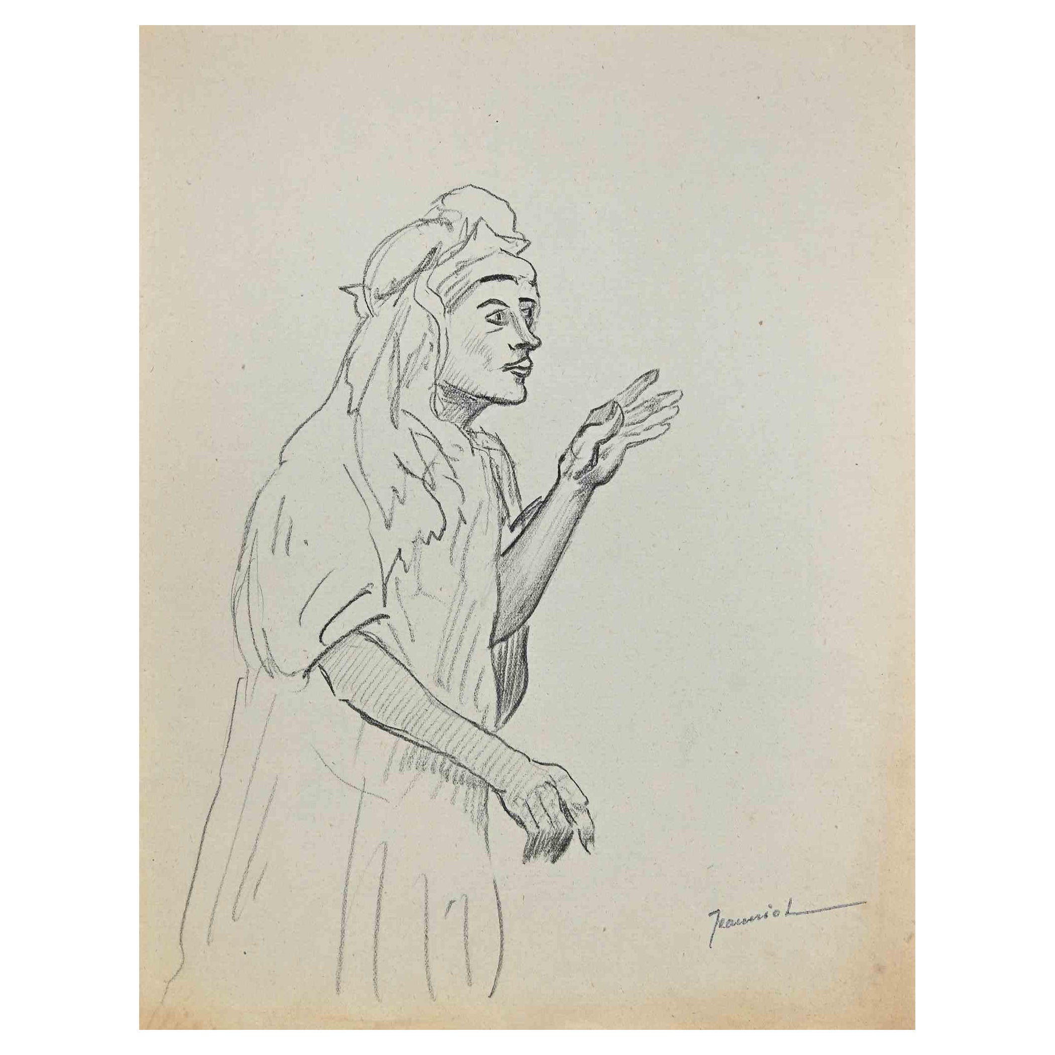 Lo Stregone - Disegno originale di Pierre Georges Jeanniot - Anni '90 del XIX secolo