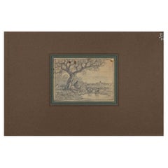 Landscape - Original Drawing on Paper by Ferdinand Chaigneau - Mid 19th Century