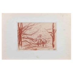 Landscape - Original Drawing by Réne Thomsen - 1948
