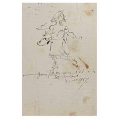 Sketch - dessin original d'Henri Lehmann - XIXe siècle
