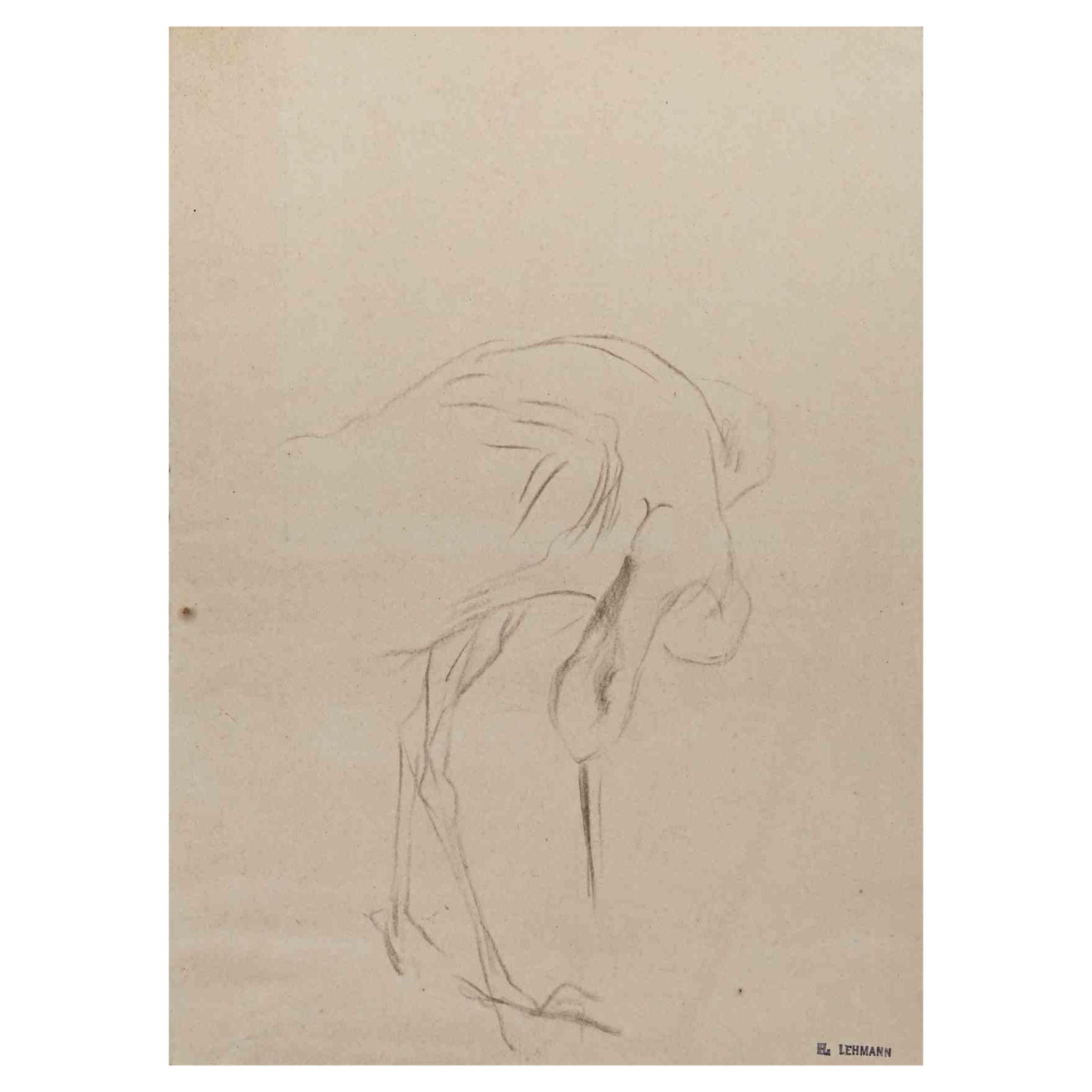 The Bird - Original Drawing by Henri Lehmann - 19th Century