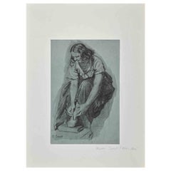 Slippers - Original pencil drawing by Charles Serret - Late 19th Century