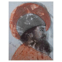 Profile - Original Charcoal Drawing By Edouard Dufeu - Late-19th Century