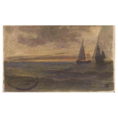 Paesaggio - Disegno originale di Edmond Cuisinier - Inizio XX secolo
