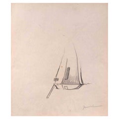 La barca - Disegno a matita di Pierre Georges Jeanniot - Inizio XX secolo
