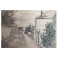 Paesaggio - Disegno originale di Edmond Cuisinier - Inizio XX secolo