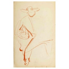 Portrait - Pencil Drawing on Paper - Mid-20th Century