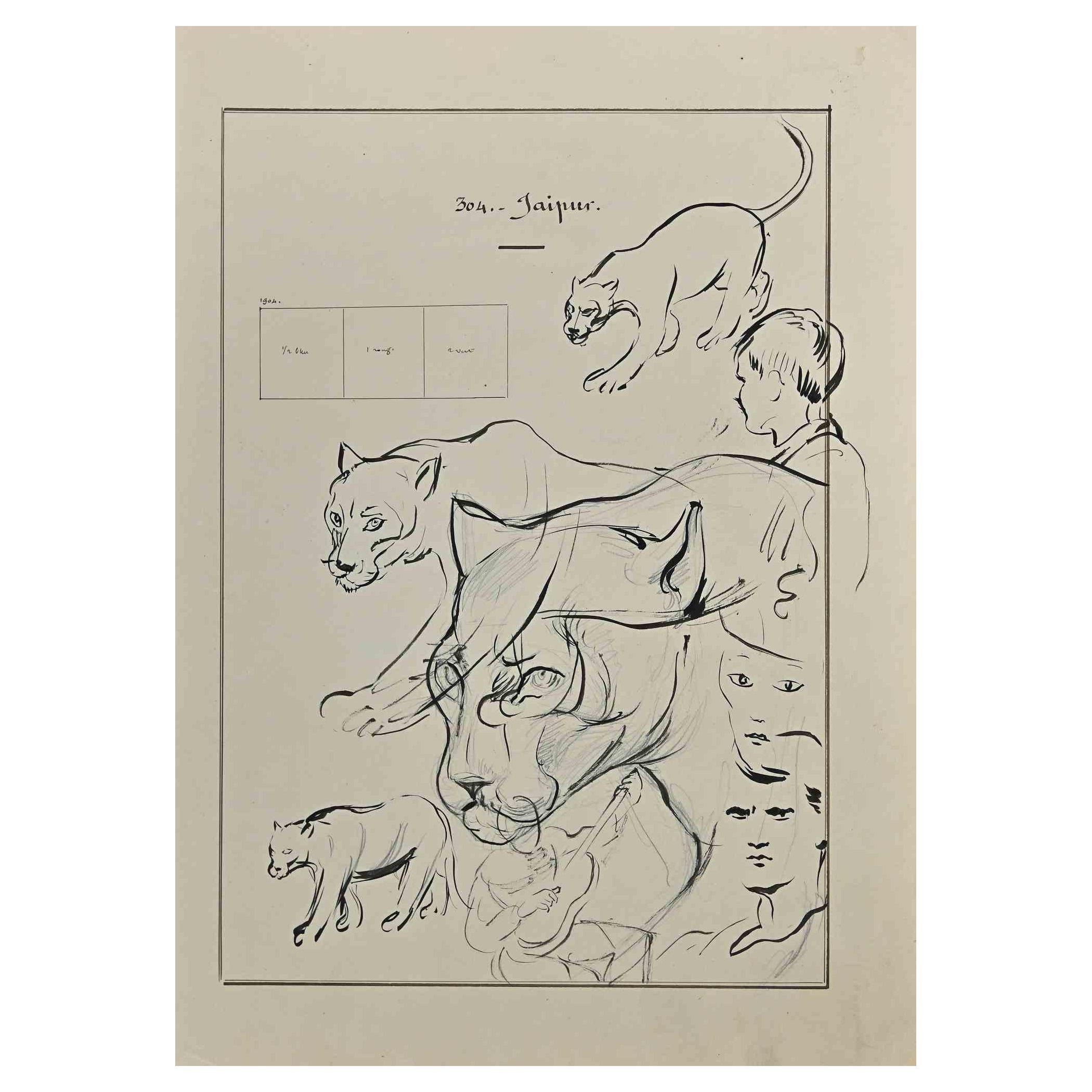 Playing is an original drawing in ink, on creamy-colored paper realized by Norbert Meyre in the early 20th Century.

Good conditions.

The artwork is depicted through deft strokes by mastery.
