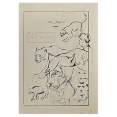 Playing - Drawing in Ink By Norbert Meyre - Early 20th Century