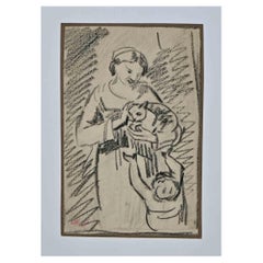 Mujer - Dibujo original de Armand Gautier - Siglo XIX