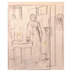 Figure - Disegno a matita di Pierre Georges Jeanniot - Inizio XX secolo