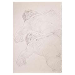 Ragazzi sdraiati - Disegno originale a matita di Anthony Roaland - 1981