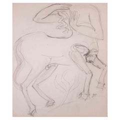 Horseman – Originalzeichnung von Raymond Veysset – Mitte des 20. Jahrhunderts