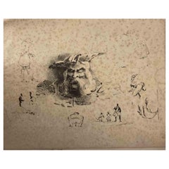 Figure satiriche - Disegno originale di Eugene Le Poittevin - XIX secolo