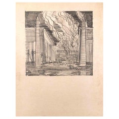 Urban Landscape - Original Drawing - Mid 20th century
