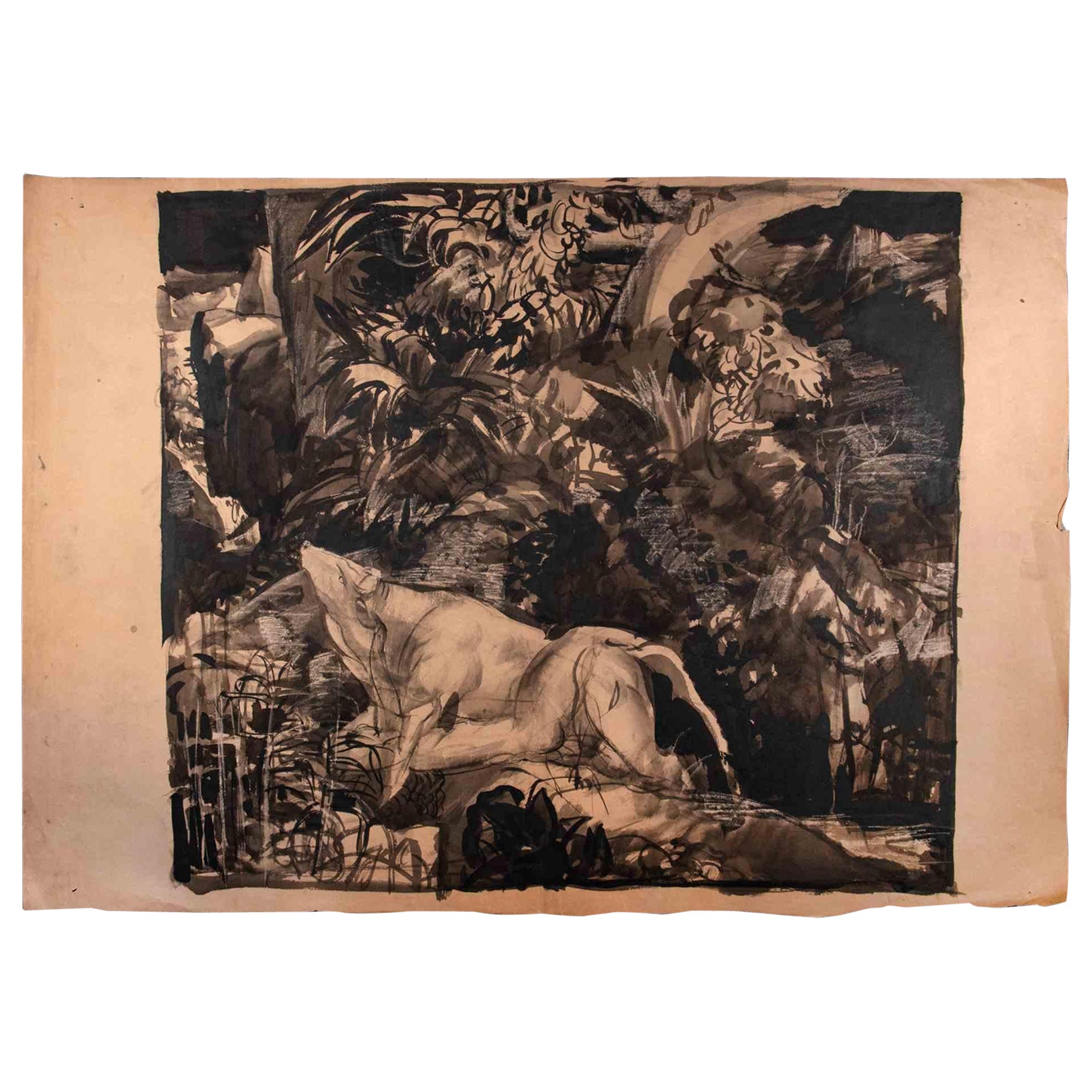 Paesaggio rurale con mucca - Disegno - Metà del XX secolo