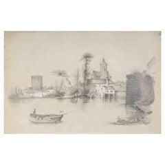 Il paesaggio - Disegno originale di Andrée Ruellan - 20° secolo