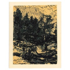 La foresta - Inchiostro originale di R. Fontene - Metà del XX secolo