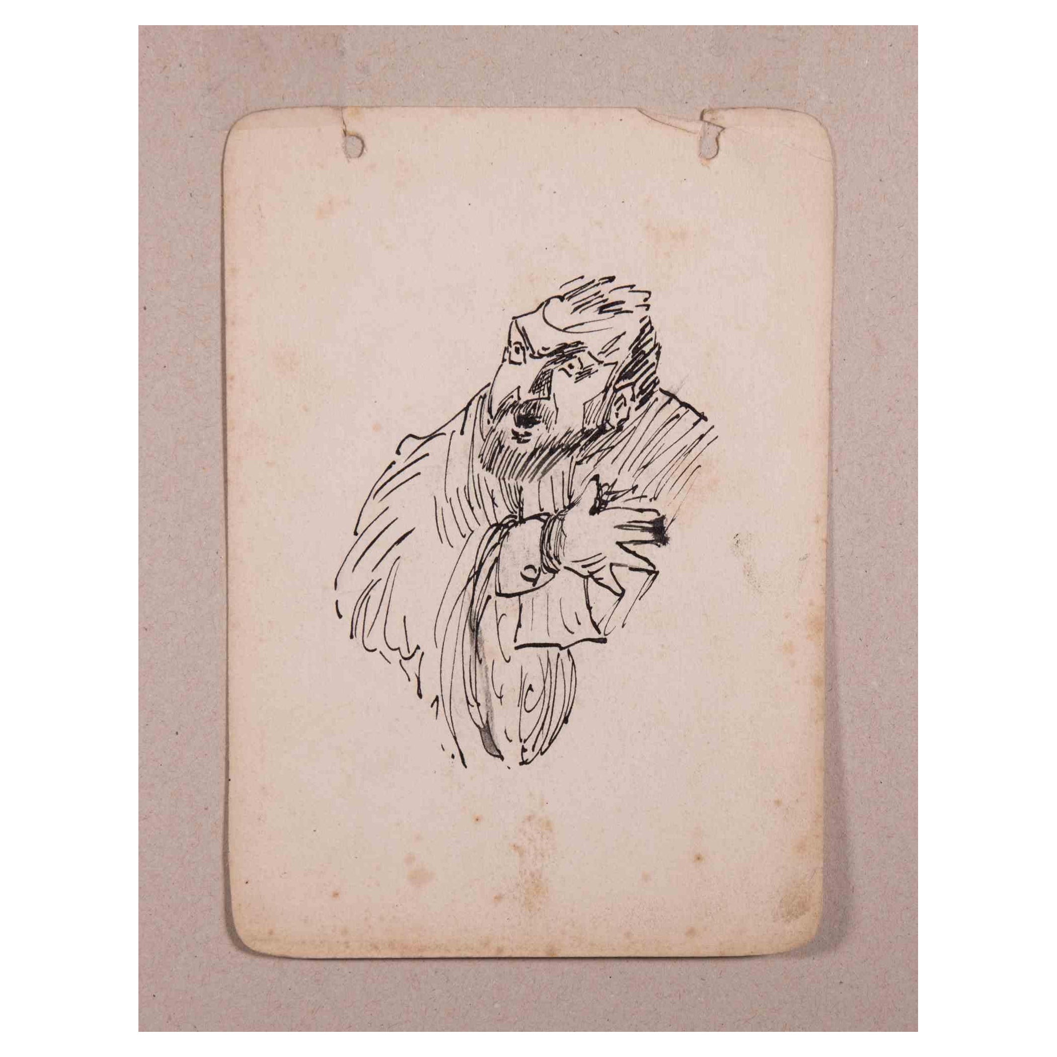 Portrait - Original Drawing by Michel George Michel - Early 20th Century