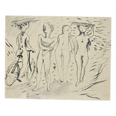 Desnudos  - Dibujo original de Lucien Coutaud - 1935