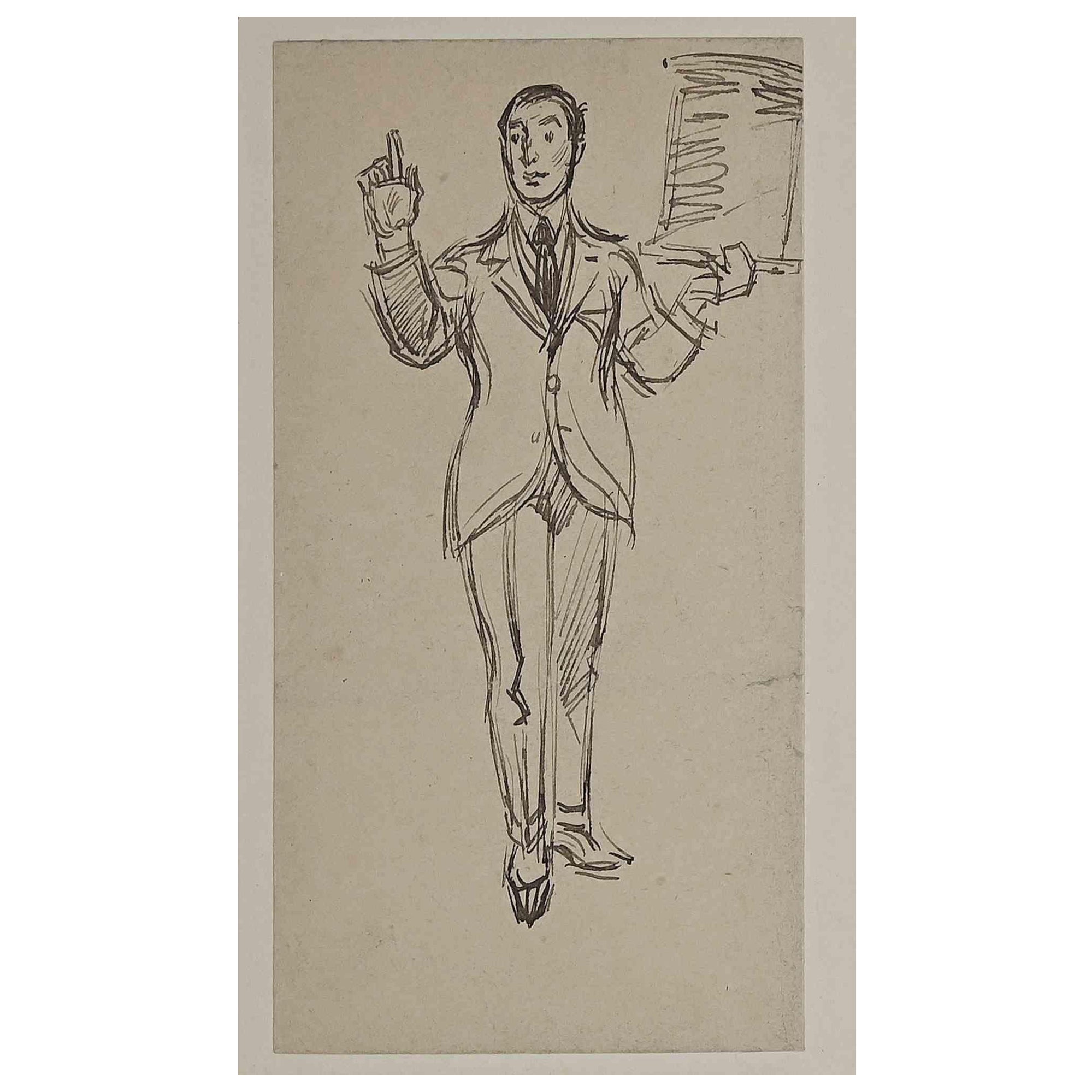 Portrait -  Drawing attr. to Richard Burt-Ryley - 20th Century