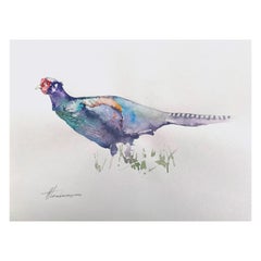 Pheasant, Bird, Watercolor Art Handmade Painting