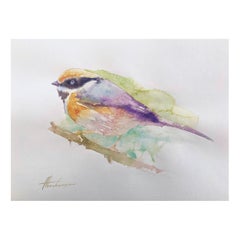 Golden-Crowned Kinglet, Vogel, Aquarellkunst, handgefertigtes Gemälde