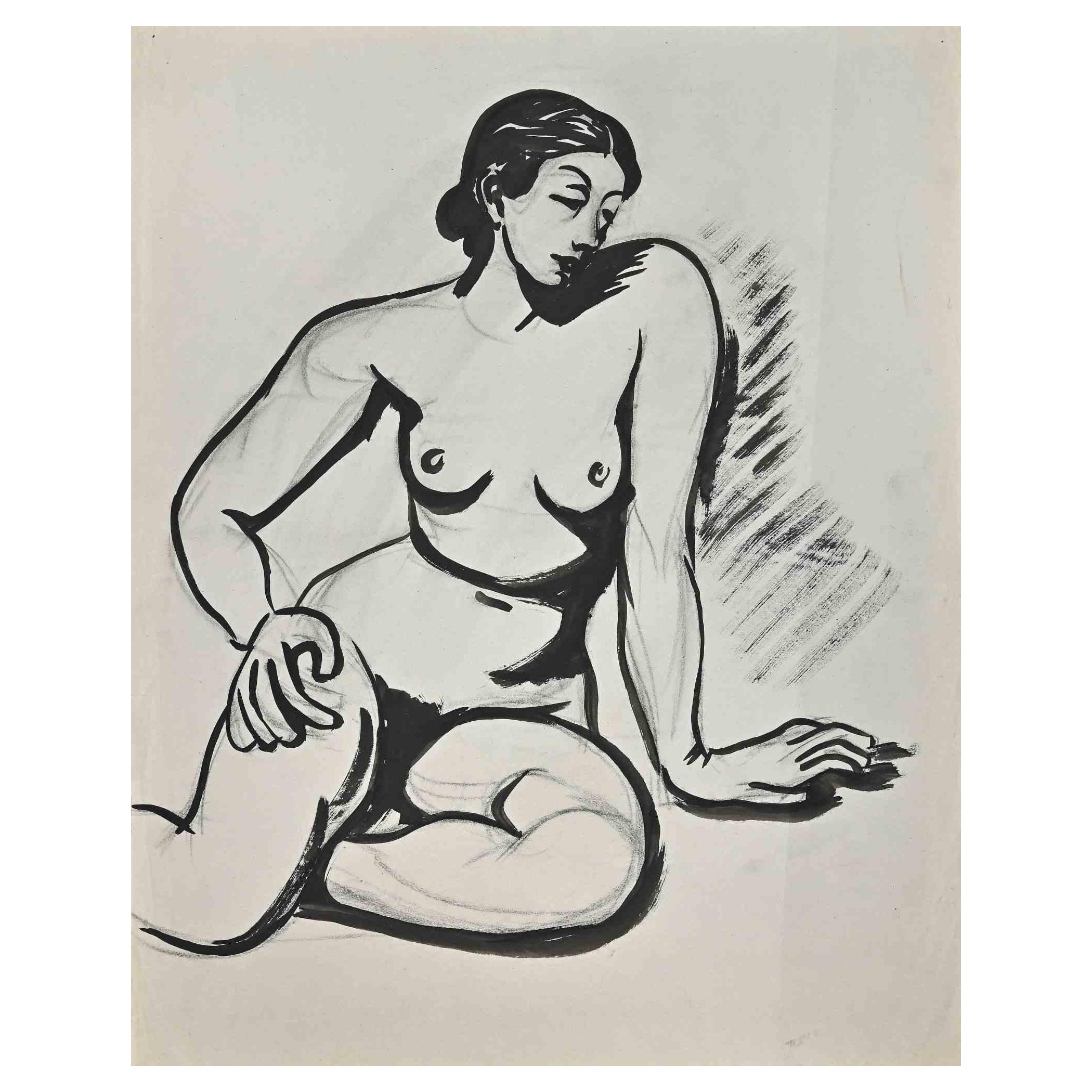 Nudo - Acquerello originale di Jean Delpech - Metà del XX secolo