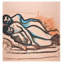 Couple - Original Watercolour by Jean Delpech - Mid 20th century