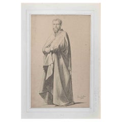 Retrato de hombre - Dibujo de Louis G. Brillouin - Siglo XIX