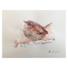 Wren, Bird, Watercolor Art Handmade Painting One of a Kind
