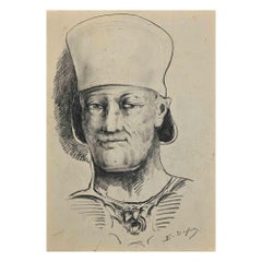 Ritratto di uomo - Disegno di Edouard Dufeu - Metà del XIX secolo