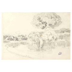 La Baigneuse - Drawing by Marie Auguste Émilie René Ménard - Late-19th century