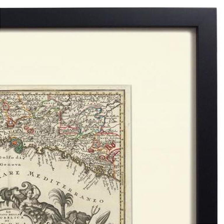 Carte colorée à la main de Gênes, vers 1744 en vente 2