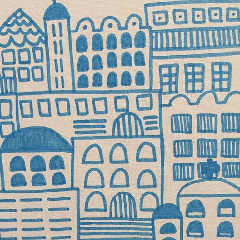 Doodle Cities, White with Blue For Sale 2