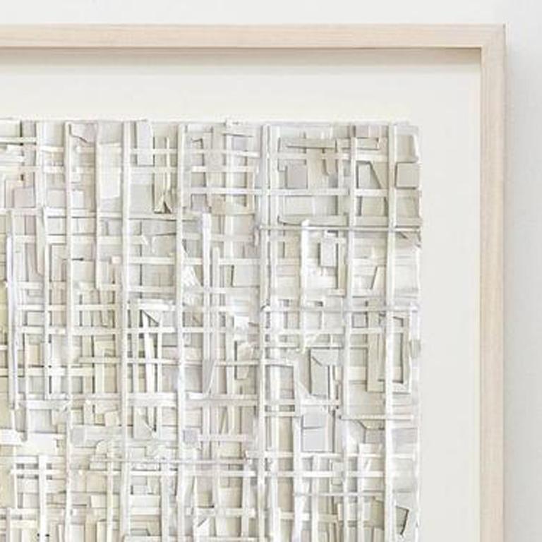 Thrown away paper products, ads, packaging are used by Gonzalez in his artworks. The city’s emotions, politics and geography can be clearly felt in his collages. Through the use of mixed media Matt Gonzalez’s creates labyrinthine paper reliefs.