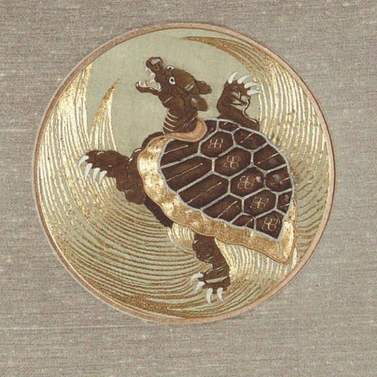 Embroidered Roundels of Turtles For Sale 1