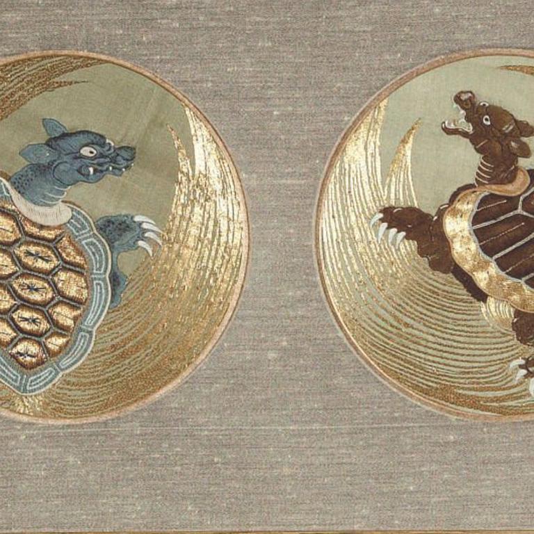 Embroidered Roundels of Turtles For Sale 2