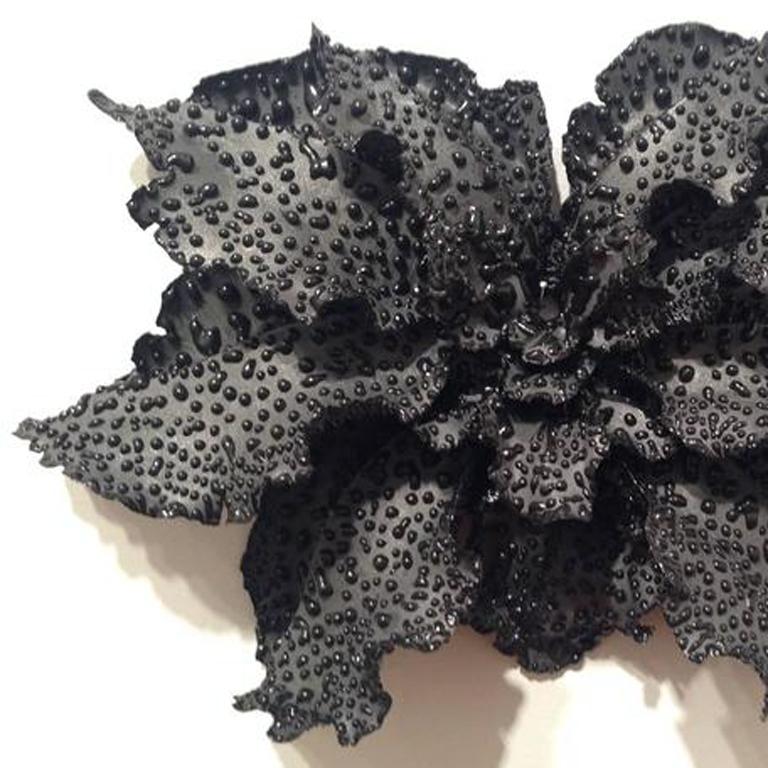 Primordial Garden J7, gray and black biomorphic flora-like ceramic sculpture - Black Still-Life Sculpture by Christopher Adams
