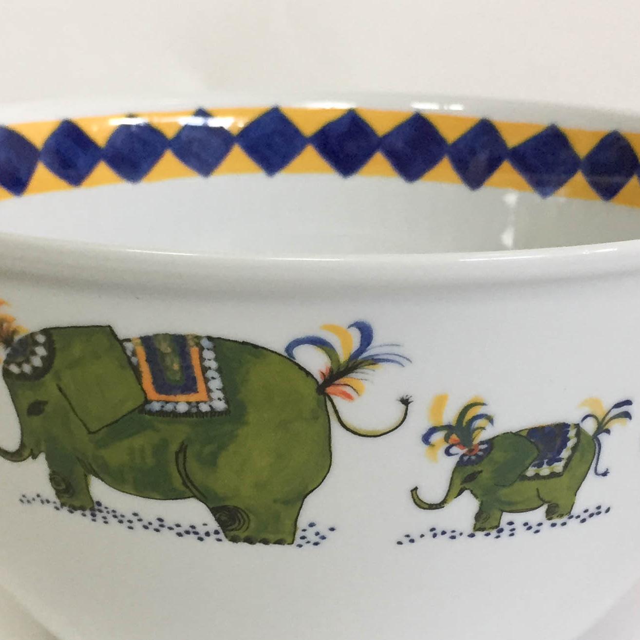 Porcelain mixing bowl with elephant design by Julie Keyes. Produced by Otium. 2016 10.5