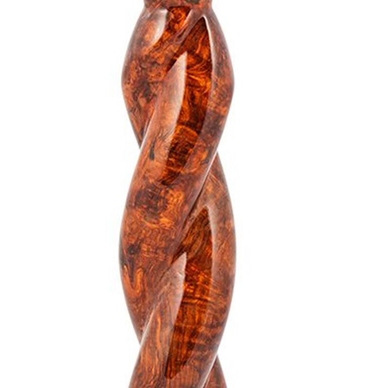The most unique candlesticks ever produced; these magnificent creations
are made of mutiple species of precious hardwoods, carefully assembled,
turned and finished into one-of-a-kind heirlooms.
Abigail is made from 5 different species of hardwoods: