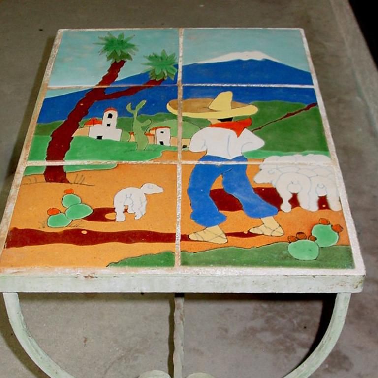 San Jose Keramik Scenic Fliesentisch ca. 1930er/40er Jahre H 20 1/4